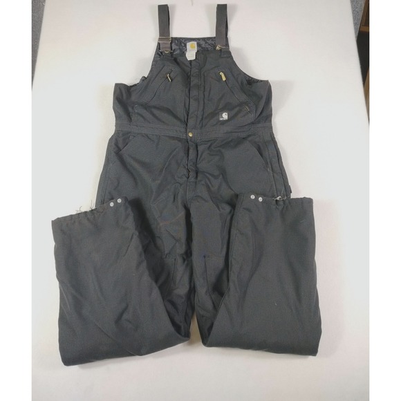 Carhartt Other - Carhartt‎ Bib Overalls Mens 40 Black R33 Insulated Quilted Workwear Double Knee